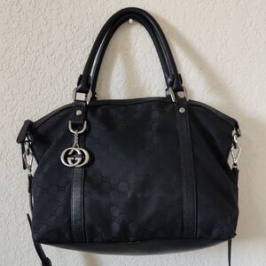 Gucci Black Tote Bag with Silver Accents Handbag And Shoulder Bag